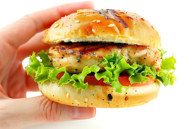 Grilled Chicken Burger in White Background