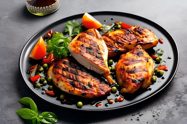 Grilled chicken fillets in a spicy marinade