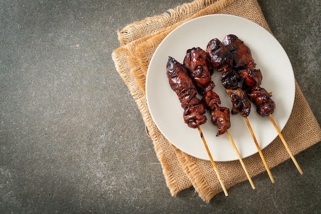 Grilled chicken liver skewer yakitori serve in izakaya style