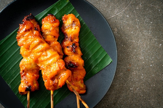 Grilled chicken skewer in Asian style