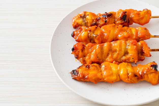 Grilled chicken skewer yakitori serve in izakaya style