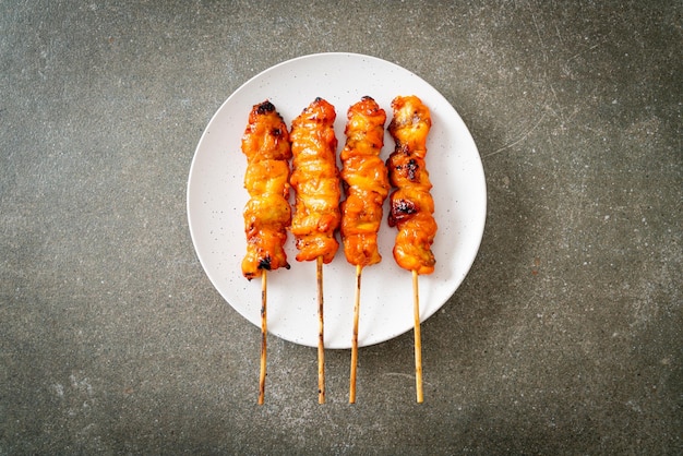 Grilled chicken skewer yakitori serve in izakaya style