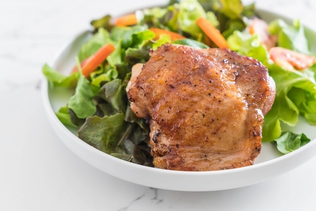 grilled chicken steak with vegetable salad