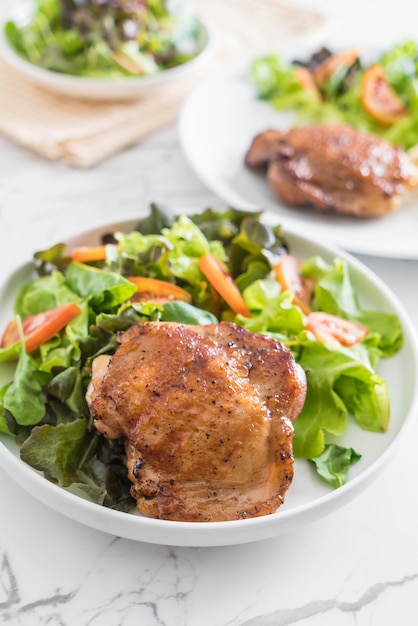 grilled chicken steak with vegetable salad