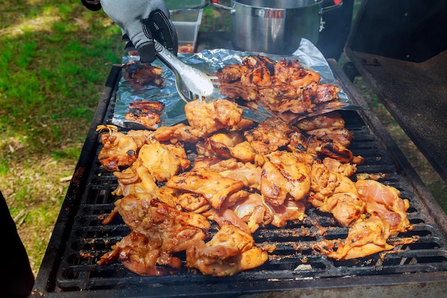 Grilled chicken thigh the flaming grill