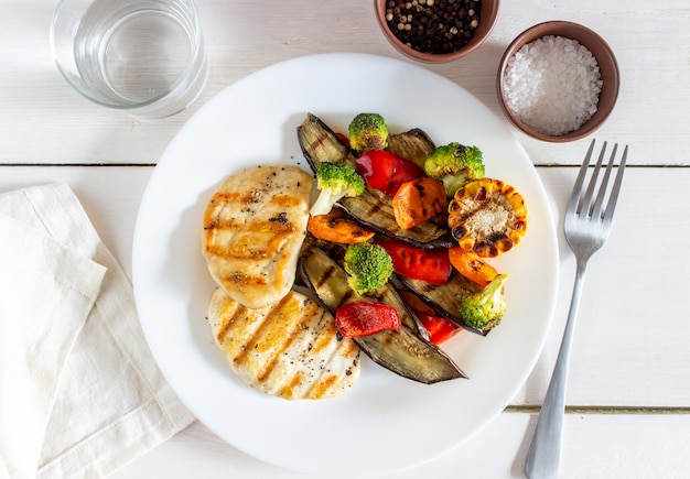 Grilled chicken with grilled vegetables