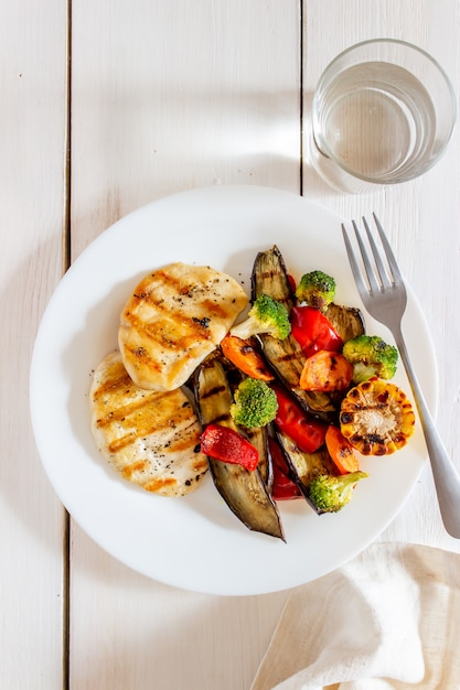 Grilled chicken with grilled vegetables