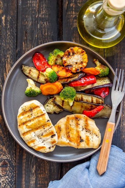 Grilled chicken with grilled vegetables