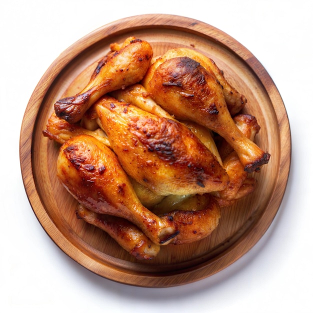 Grilled chicken on a wooden plate