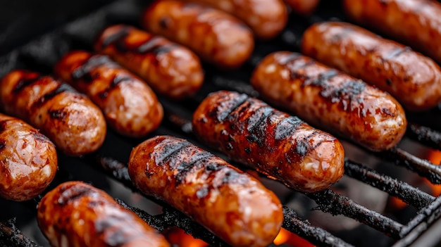 Photo grilled german sausages on barbecue grill