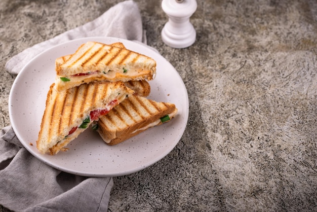 Grilled homemade sandwiches with cheese