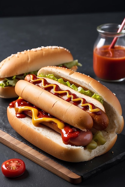 Grilled hot dog on bun with ketchup generated by AI