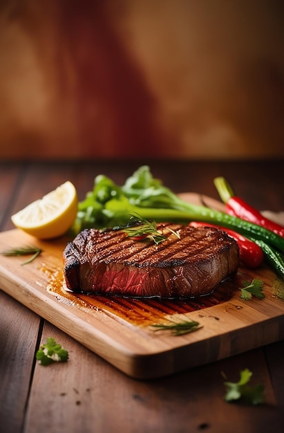 Photo grilled juicy beef steak