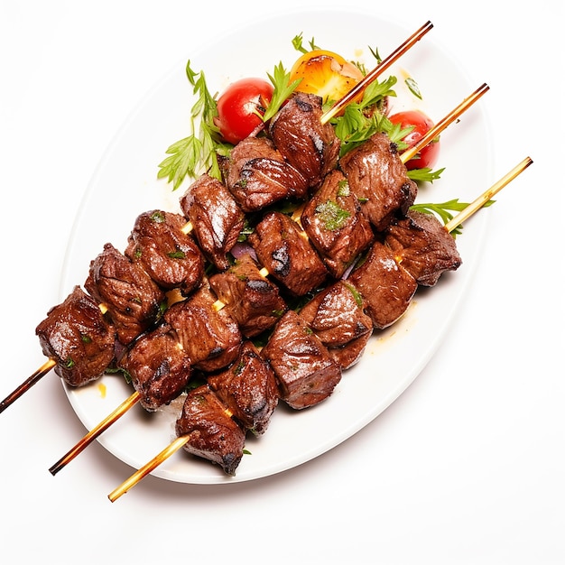 a grilled kabab with white background