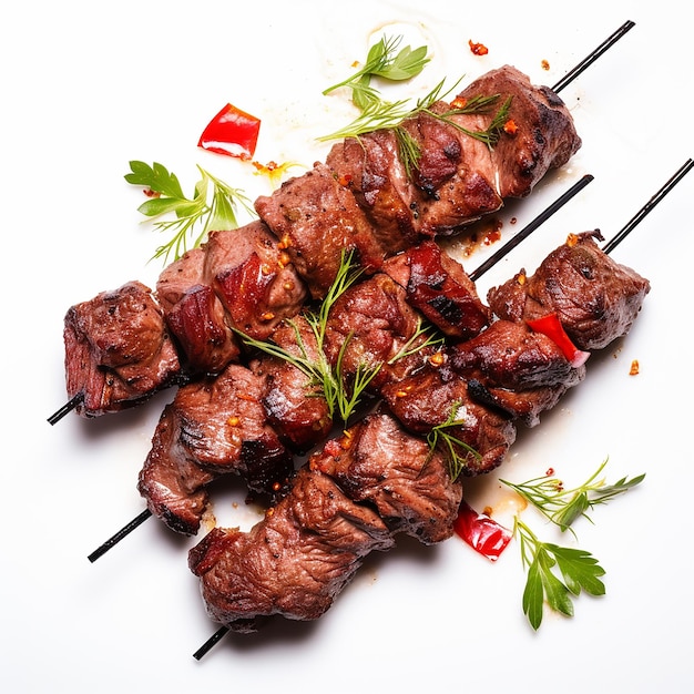 a grilled kabab with white background