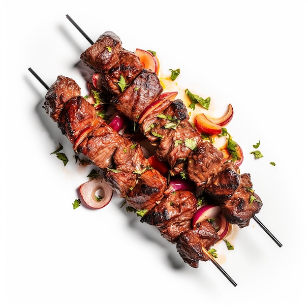 a grilled kabab with white background