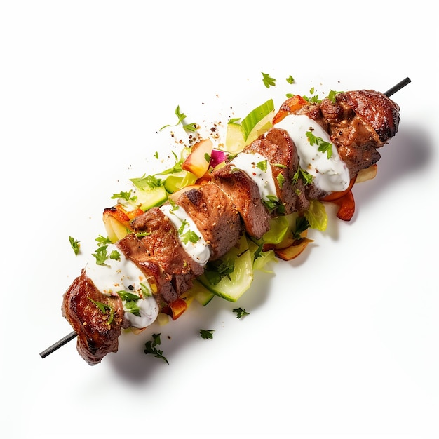 Photo a grilled kabab with white background