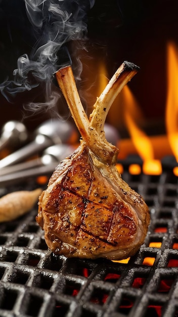 Grilled lamb chop on the grill