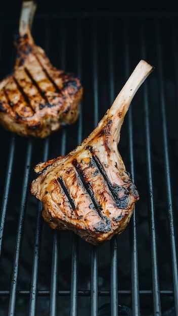 Grilled lamb chop on the grill