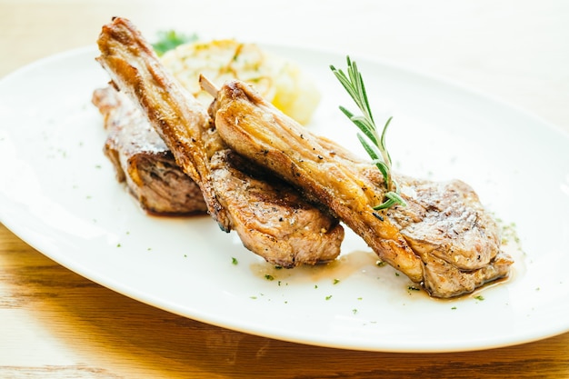 Grilled lamb meat chop steak