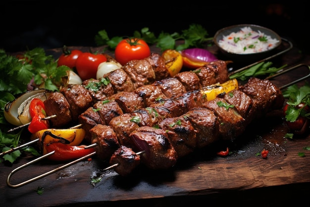 Grilled Lamb on skewers with vegetable