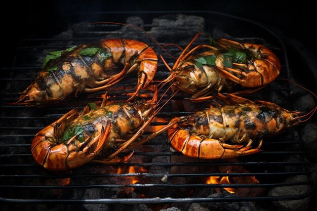 Photo grilled langoustines with garlic butte seafood photos 1918jpg