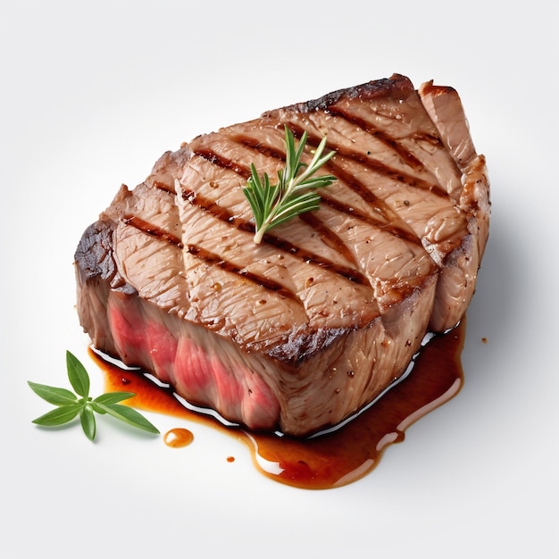 Grilled meat steak on stainless grill Food and cuisine concept