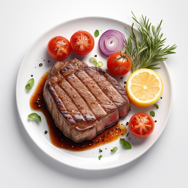 Grilled meat steak on stainless grill Food and cuisine concept