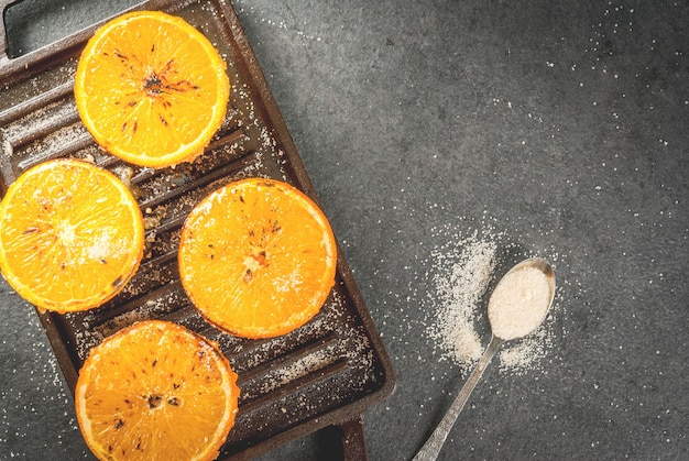 Grilled oranges with granola