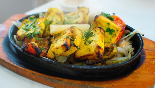 Grilled Paneer tikka with capsicum and onion