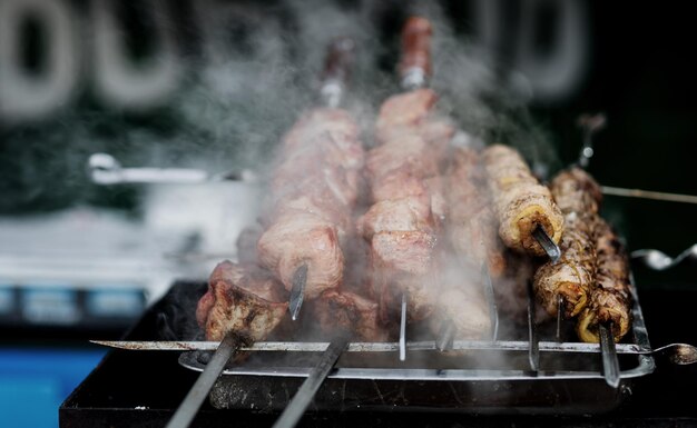 Grilled pieces of pork