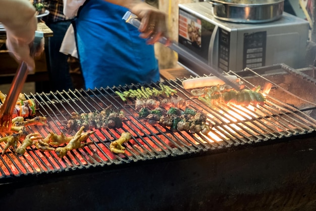 Grilled pork with chicken street food