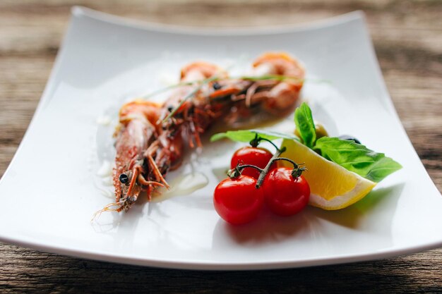 Grilled prawns plate