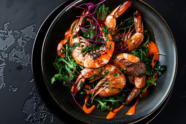 Grilled Prawns with Arugula Salad