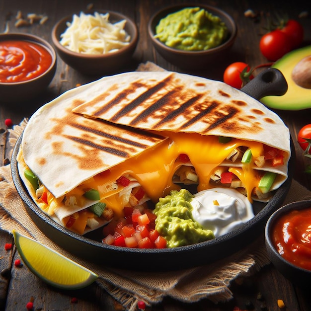 Grilled Quesadilla Temptation with Melting Cheese Golden Tortilla Flavorful Fillings