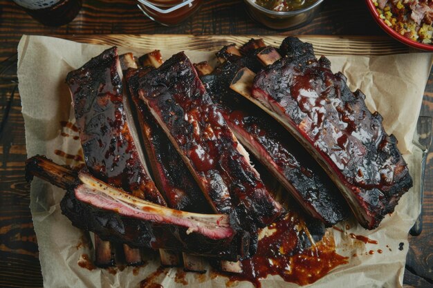 Photo grilled ribs with fresh herbs and cherry tomatoes a savory barbecue delight