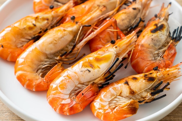 Grilled river prawns or shrimps  seafood style