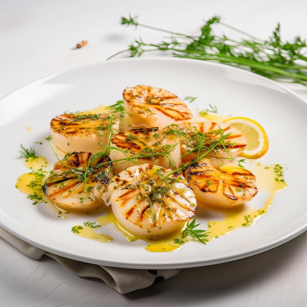 Grilled scallops with creamy lemon spicy sauce