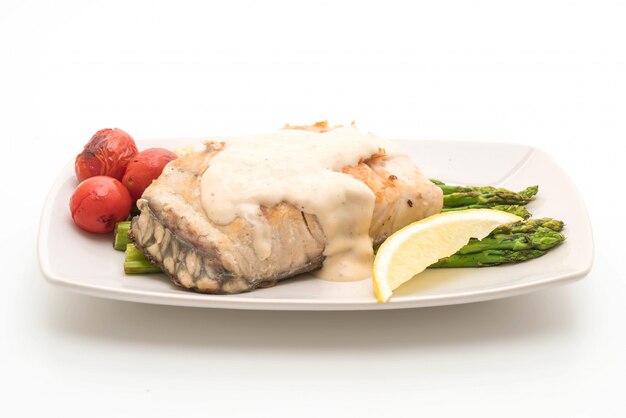 grilled snapper fish steak with vegetable 