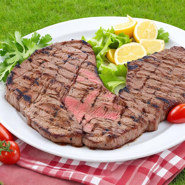 Grilled steak on a plate a delicious outdoor barbecue meal