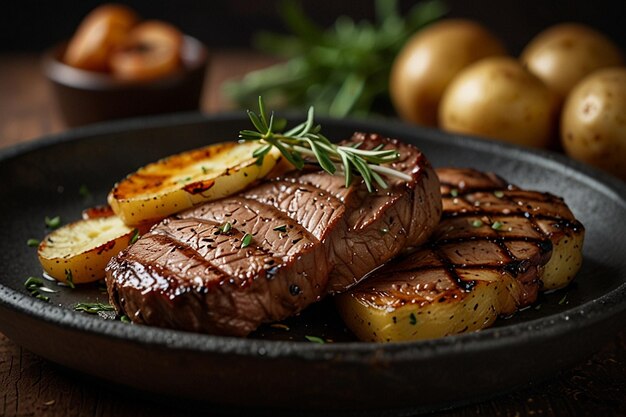 Grilled Steak with Potatoes