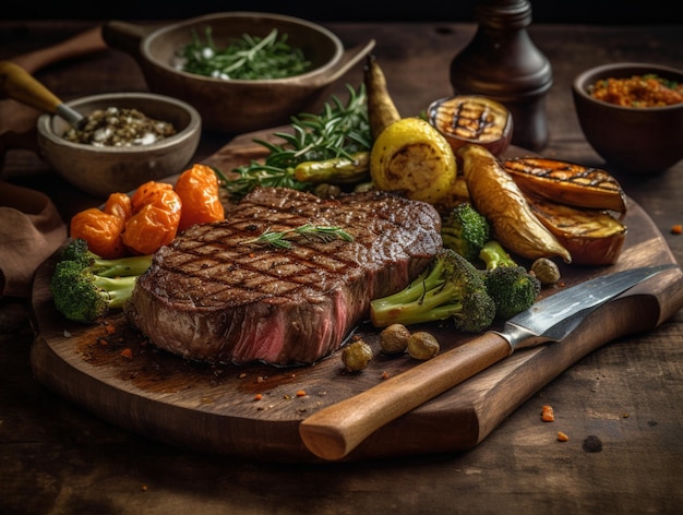 grilled steak with vegetabels