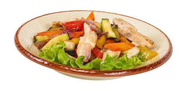 Grilled vegetables and chicken fillet