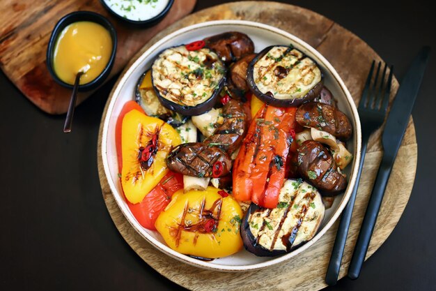 Grilled vegetables on a plate Healthy food