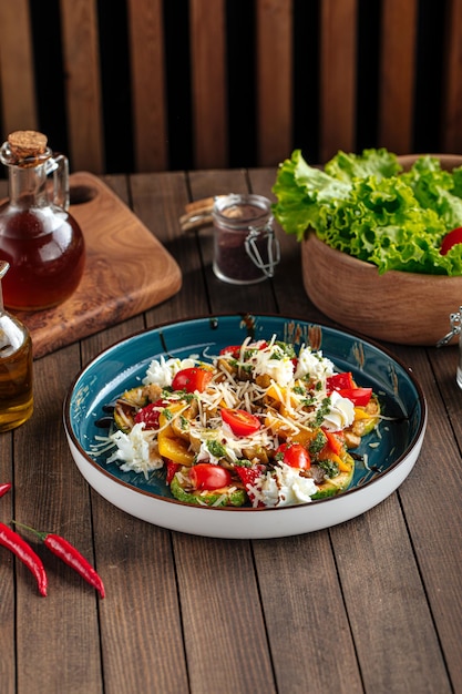 Grilled vegetables salad with cheese