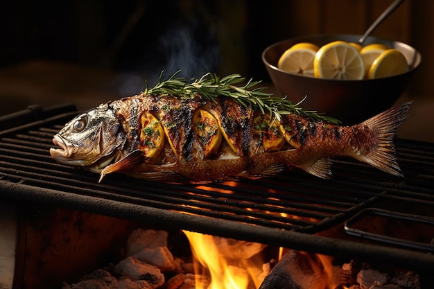 Grilled Whole Fish Stuffed