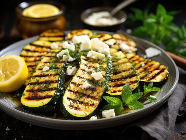 GRILLED ZUCCHINI RIBBONS WITH LEMON AND FETA