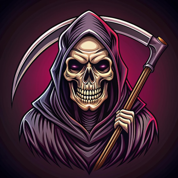 Grim Reaper Character Vector Icon Illustration