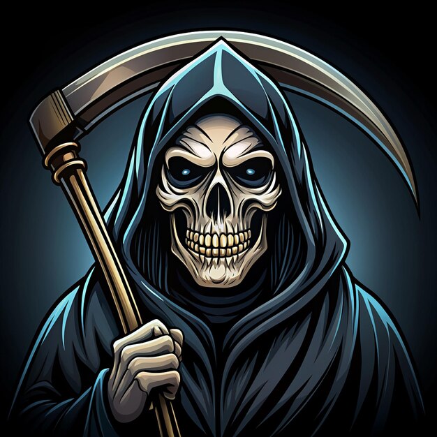 Photo grim reaper character vector icon illustration