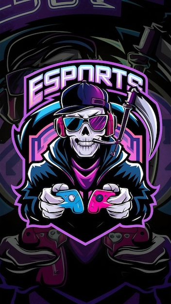 Photo grim reaper gaming mascot logo esports